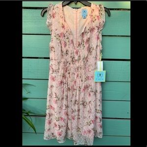 *NWT* Cece Pink Floral Dotted-Swiss Dress